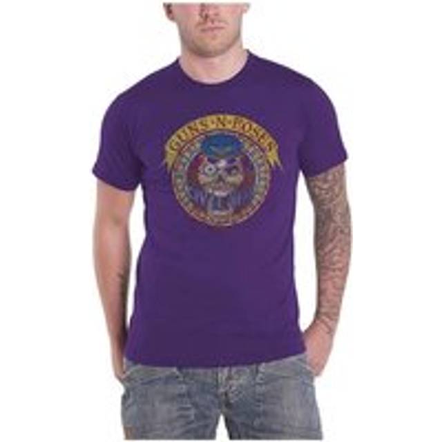 (XL, Purple) Guns N Roses Unisex Adult Skull Circle Back Print T-Shirt