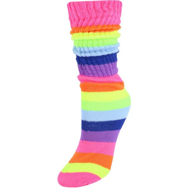 CTM Women's Super Soft Slouch Socks (1 Pair) - Neon Rainbow one size (one size)