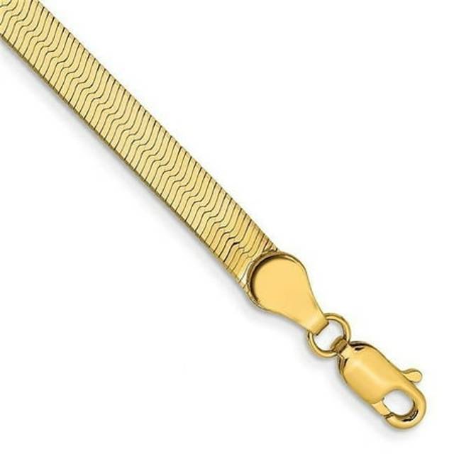 14K Yellow Gold 4 mm Silky Herringbone Chain 7 in. Bracelet
