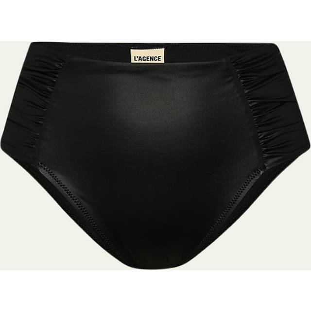 L'AGENCE Vanessa Faux Leather Bikini Bottom In Black Leather - XS