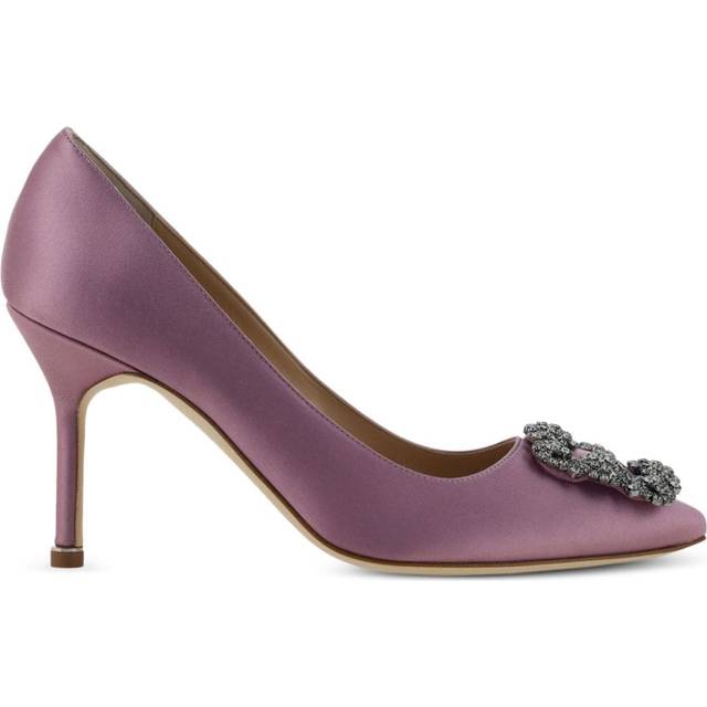 Manolo Blahnik - 90mm Hangisi pumps - women - Silk - 39 - Purple