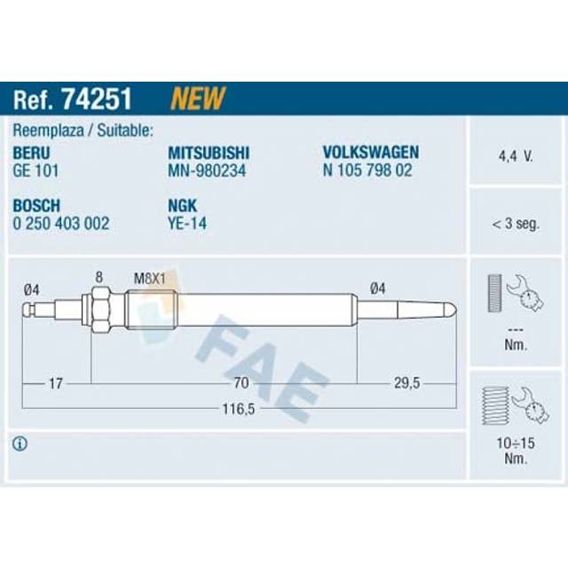 Glödstift FAE 74251