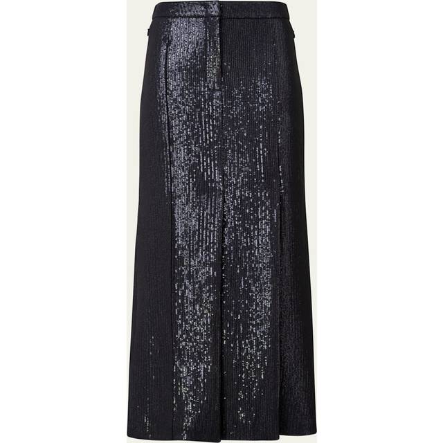 Silk Chiffon Sequin Maxi Skirt - BLACK - 14