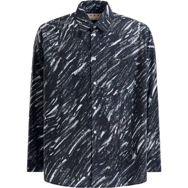 Marni Men's Printed Cotton Shirt in Grey | Size 50 | CUMU0061S5UTC431CRN99 (50)