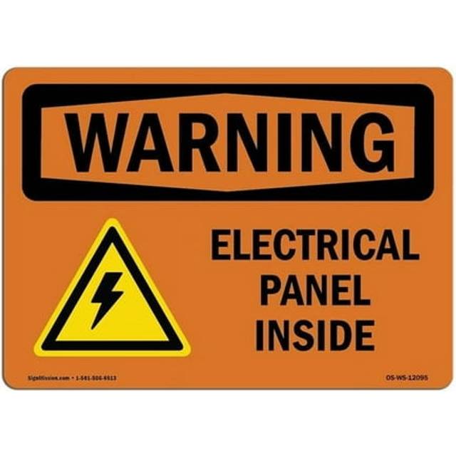 SignMission OS-WS-A-1218-L-12095 12 x 18 in. OSHA Warning Sign - Electrical Panel Inside with Symbol