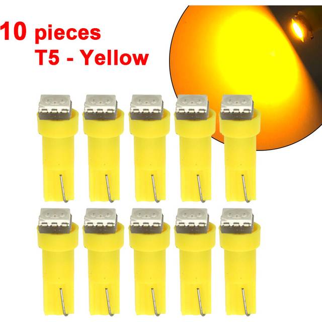10 pieces Instrument car lights T5 LED Bulb 5050 SMD Dashboard warning