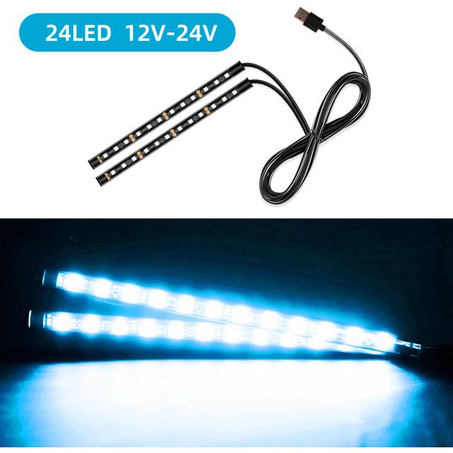 car lights 24 Led Bar Automotive Strip Universal Mood Foot car light Cigarette