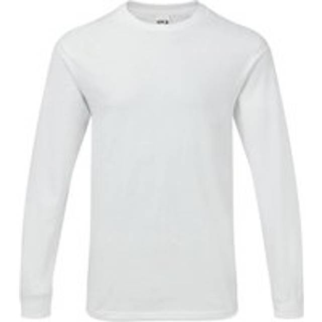 (S, White) Gildan Mens Hammer Heavyweight Long Sleeve T-Shirt