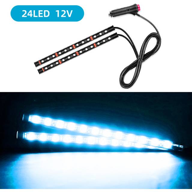 car lights 24 Led Bar Automotive Strip Universal Mood Foot car light Cigarette