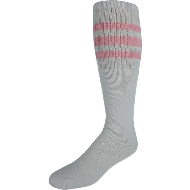 CTM Striped Top Ribbed Tube Socks (4 Pair Pack) - Pink one size (one size)