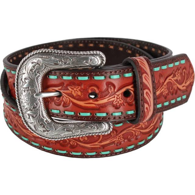 Ariat Women&#39;s Floral Embossed Lace Western Belt - Tan Small (Small)