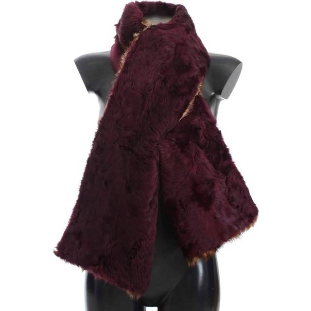 Dolce & Gabbana  Purple Lamb Fur Leopard Print Scarf (OS)