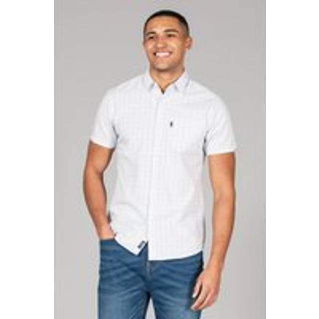 Tokyo Laundry Mens Light Blue Cotton Short Sleeve Button-Up Shirt With Chest Pocket - Size Large