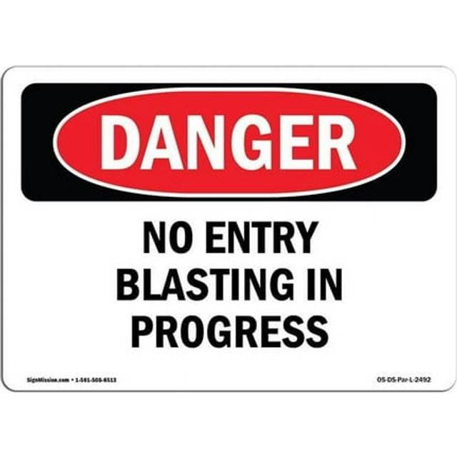 SignMission OS-DS-A-1218-L-2492 12 x 18 in. OSHA Danger Sign - No Entry Blasting in Progress