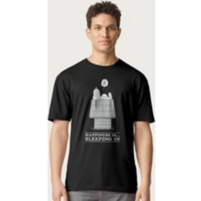 Happiness Is Sleeping In Snoopy Peanuts Fathers Day T-Shirt - Black - XL