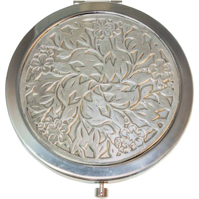 (Clover Leaf Flower Design) Compact Round Mirror for Pocket Handbag Folding Makeup Mirror with Dual Magnification Travel Mirror for Women and Girls Un