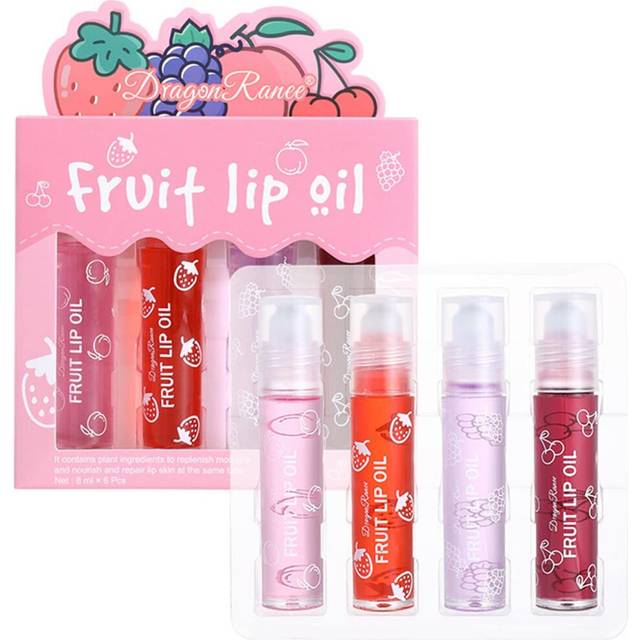 Lip Oil Set,Clear Lip Gloss Fruit Liquid Lipstick,Moisturizing Girls Lip Balm Long Lasting Lip Glow Oil Lip Care for Girl Women