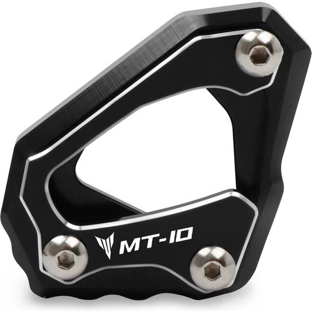 (Black) Motorcycle CNC Kickstand Foot Side Stand Extension Pad Support Plate For