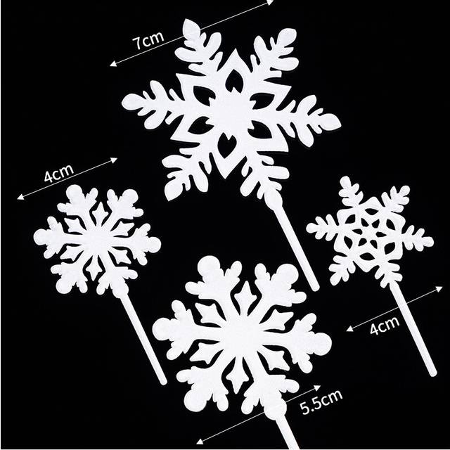 8Pcs Snowflake Cake Toppers Ice Cake Decorations, Winter Themed Cake Holders, Birthday Party, Christmas and Snowflake Cake Decorations