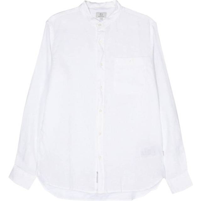 Woolrich, Skjorta, Herr, S, Linne, Vit linneskjorta med bandkrage
