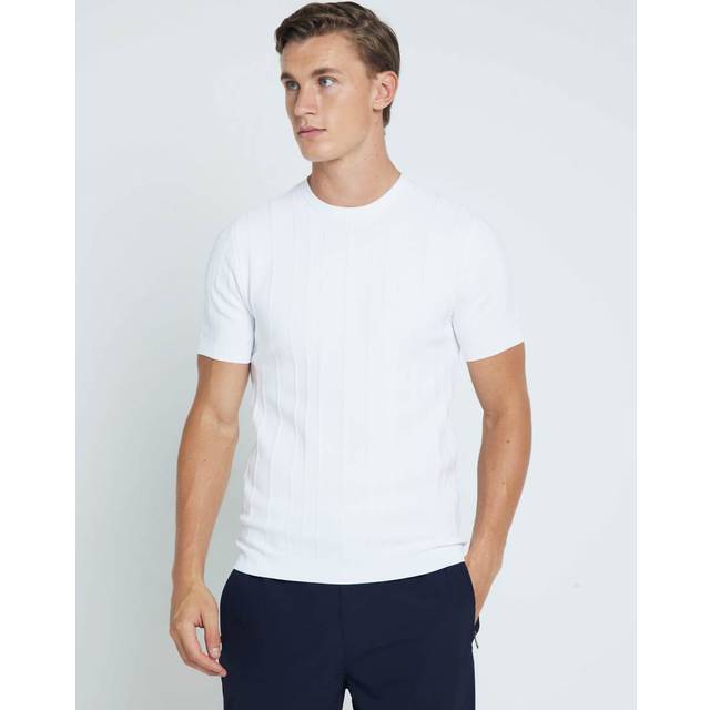 Mens River Island White Muscle Fit Herringbone T-Shirt - XXL