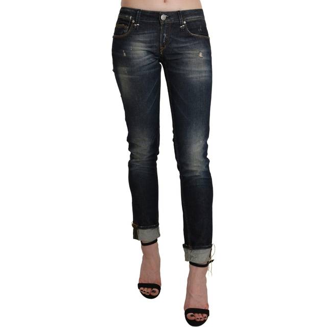 Acht Washed Low Waist Skinny Cropped Denim Pant - W26 - Blue (W26)