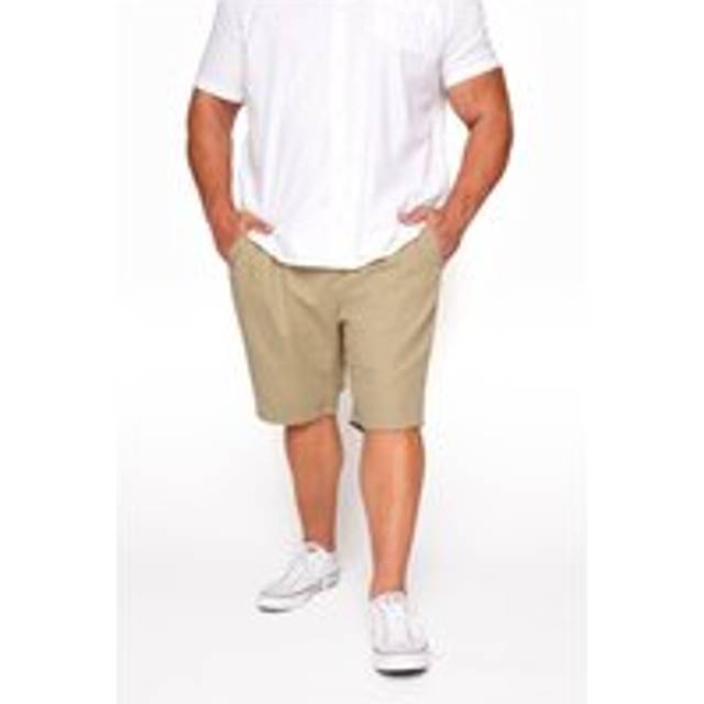 Size 3Xl Mens Badrhino Big & Tall Stone Brown Stretch Elasticated Waist Chino Shorts Big & Tall - 3XL