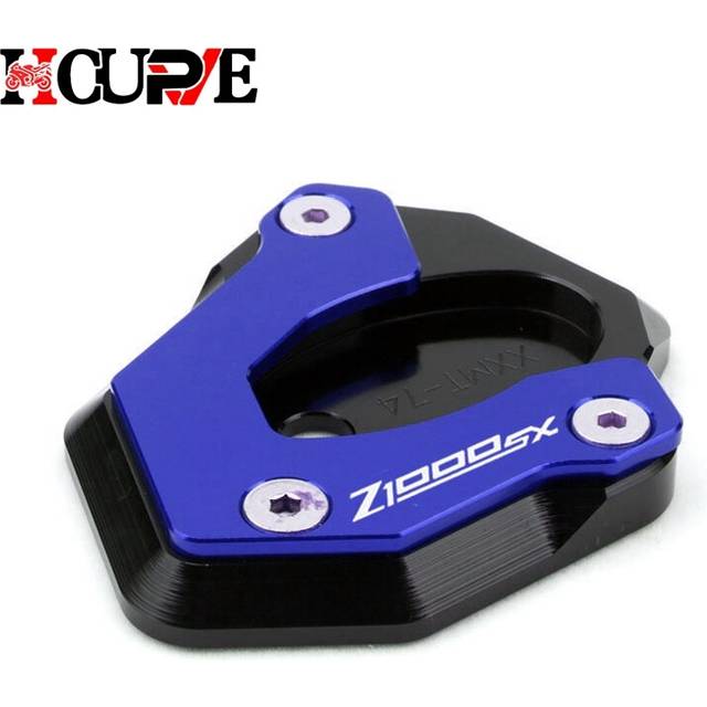 (Z1000Sx Blue) Motorcycle Kickstand Foot Side Stand Extension Pad Support Plate Enlarge