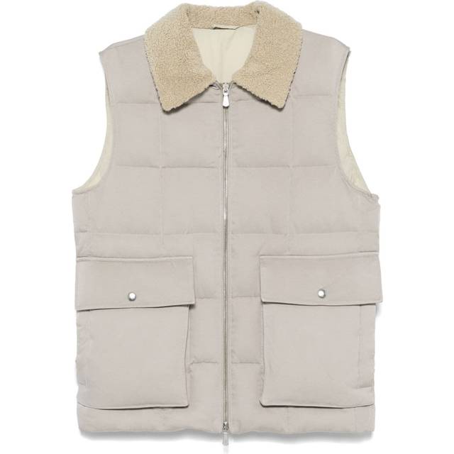 Eleventy - quilted gilet - men - Sheep Skin/Shearling/Silk/Polyamide/Down/Feather - 54 - Grey
