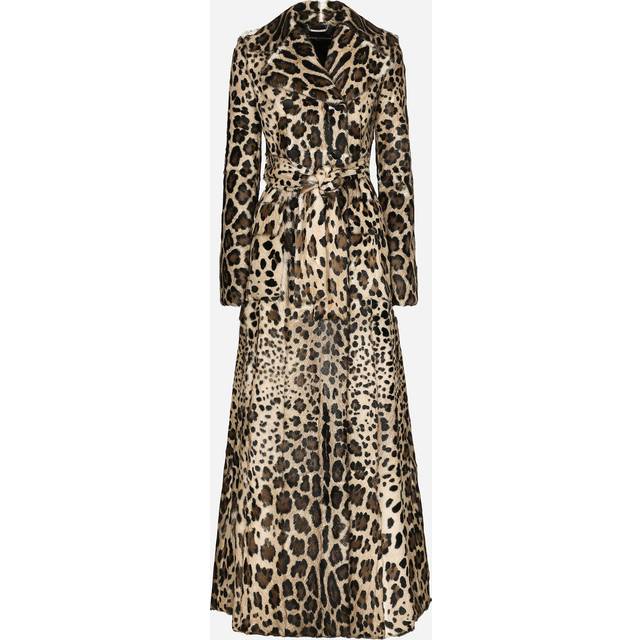 Dolce & Gabbana Double-breasted Leopard-print Goatskin Coat With Belt - Woman Coats And Jackets Multi-colored 40