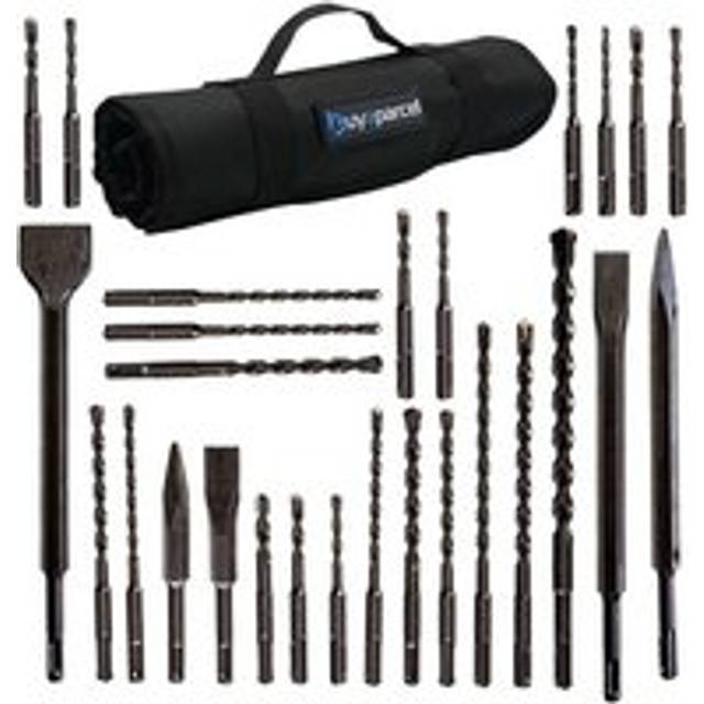 27 Piece SDS Plus Drill Bit Set Bullet Cold Flat Chisel Set Tool Roll Fit Bosch