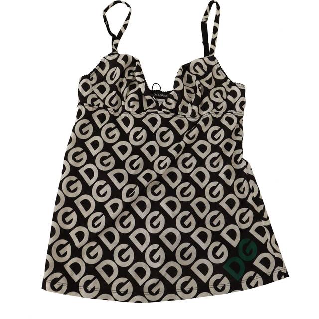 Dolce & Gabbana Black White Logo Print Camisole Top Underwear - IT4 | L