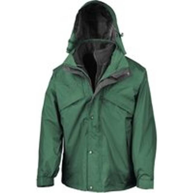 (L, Bottle Green) Result Mens 3 In 1 Zip And Clip StormDri Waterproof Windproof Jacket