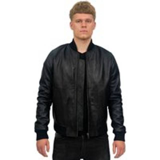 Infinity Leather Mens Retro Varsity Bomber Jacket-Pretoria - Black - Size Small