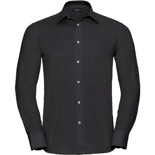 Oxford Tailored Long-Sleeved Formal Shirt - Black - 15 in