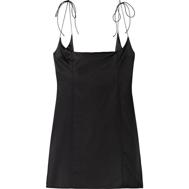 Bershka – Svart miniklänning i satin med BH-detalj-Svart/a