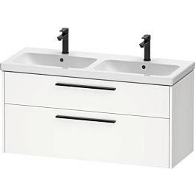 Duravit D-code 1184Mm X 460Mm 2 Drawer Wall Hung Vanity Unit W/ Black Handle - Matt White