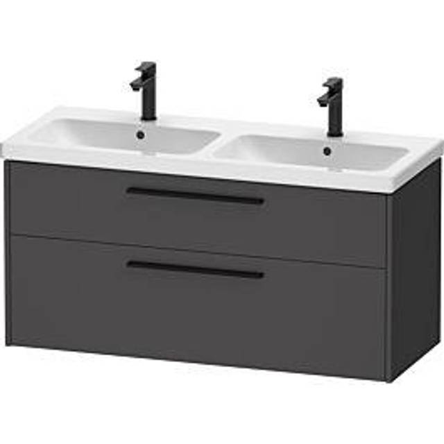 Duravit D-code 1184Mm X 460Mm 2 Drawer Wall Hung Vanity Unit W/ Black Handle - Matt Graphite