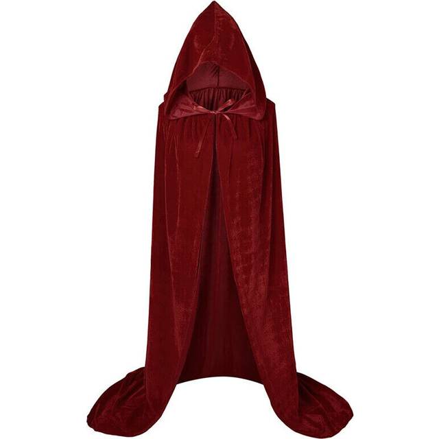 Cloak Hooded Role Play Costume Halloween Adult and Children's Long Cloak-Burgundy-S(90-100cm Height)