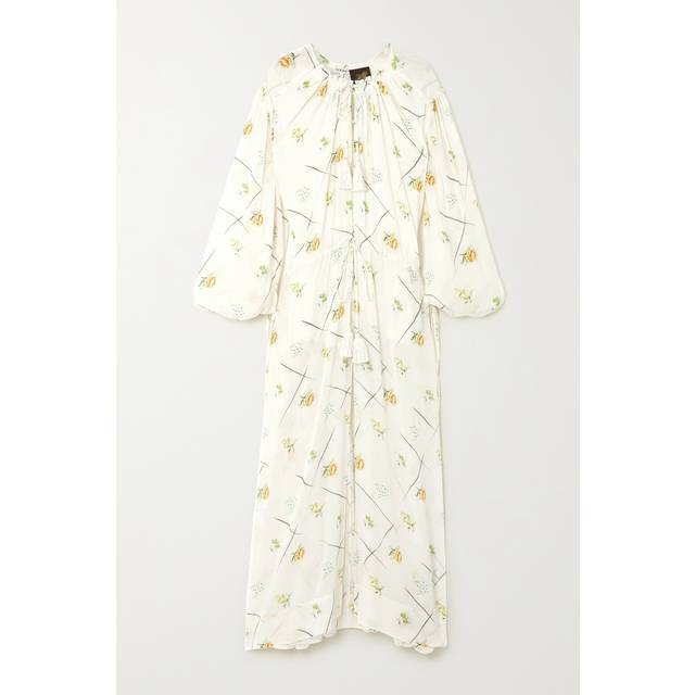 LOEWE - Floral-print Crepon Maxi Dress - Off-white - FR 38