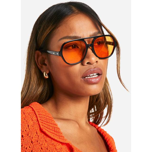 Womens Thick Frame Aviator Sunglasses - Black - One Size