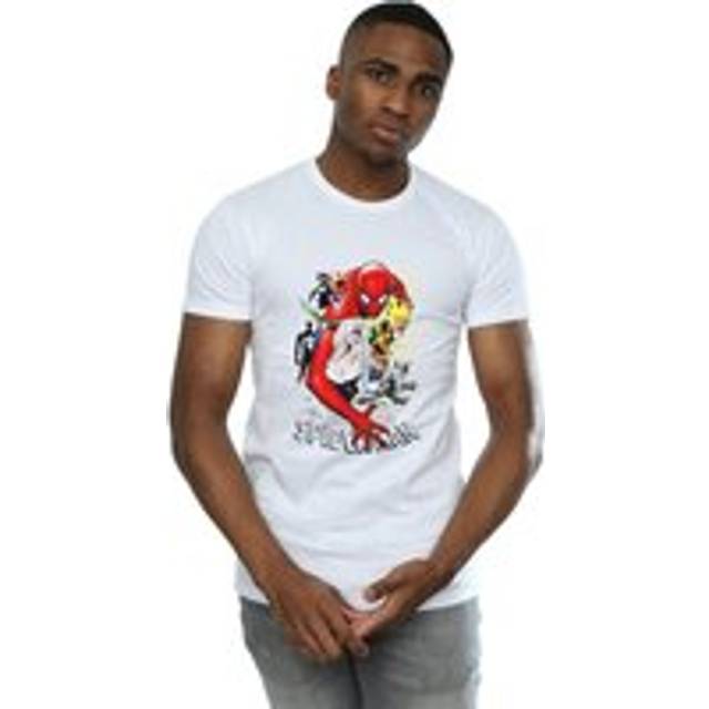(XL, White) Marvel Mens Spider-Man Villains Cover T-Shirt