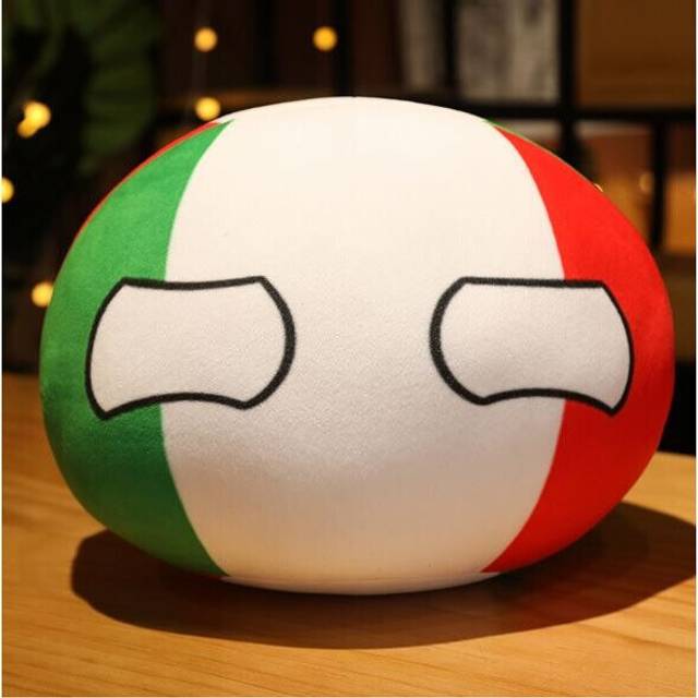 (30cm, Italy) CountryBall Plushie Polandball Plush Toy USA UK France China Russia Country Ball Doll Hugging Pillow Key Ring Pendant Gift for Kids Frie
