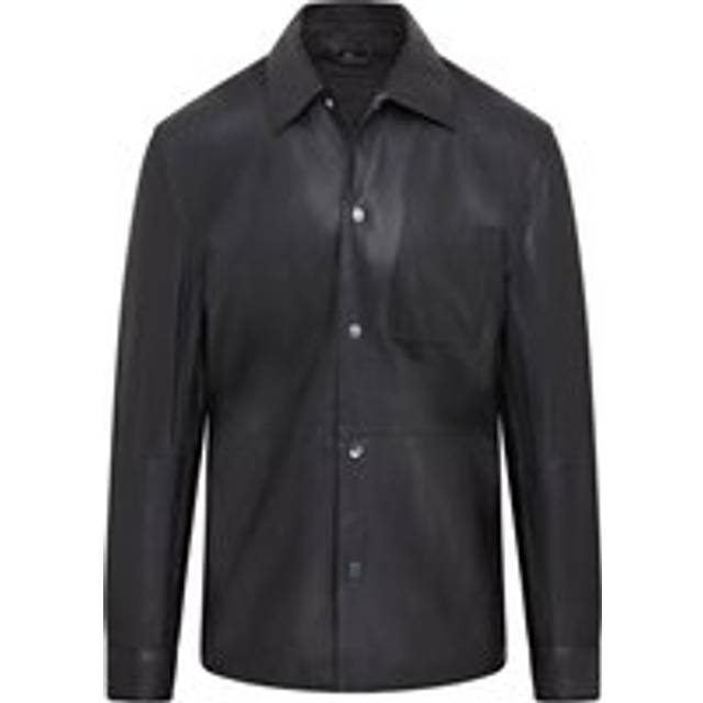 Infinity Leather Mens Black Trucker Western Unlined Shirt Jacket - Abilene - Size Small
