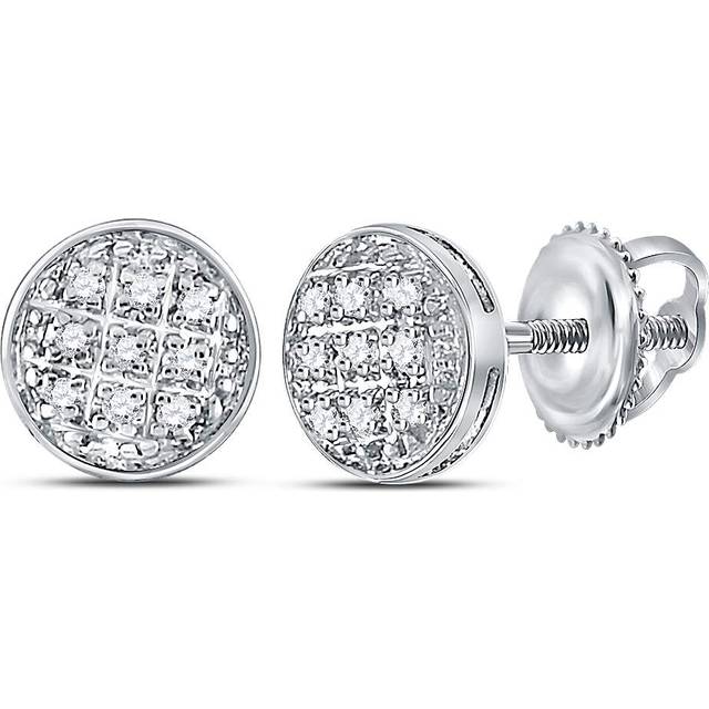 GND 117945 0.05 CTW 10KT White Gold Mens Round Diamond Circle Cluster Earrings