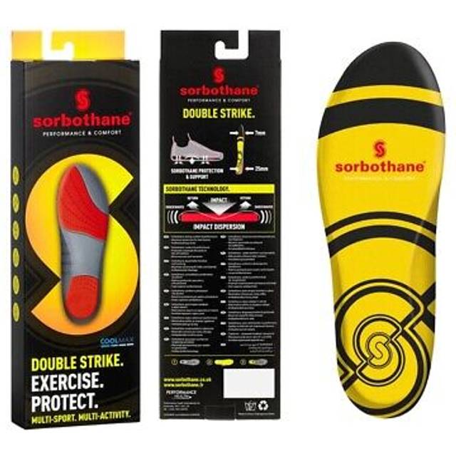 (Black, UK 10) Sorbothane Double Strike Shock Stopper Cushioned Adult Shoe Insole