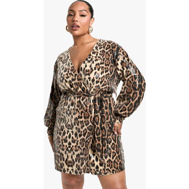 Womens Plus Sequin Wrap Dress - Multi - 26