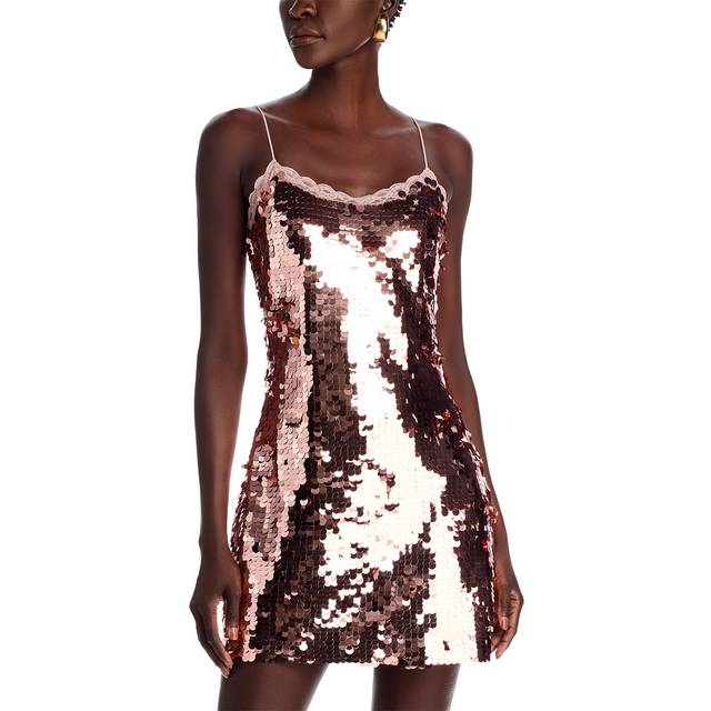 Grecia Sequin Spaghetti-Strap Mini Dress - ROSE GOLD - 6