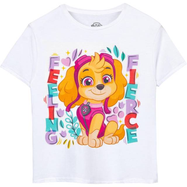 (5-6 Years, White) Paw Patrol Girls Feeling Fierce T-Shirt