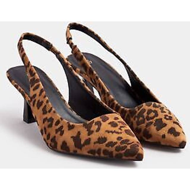 Brown Leopard Print Slingback Kitten Heels In Extra Wide eee Fit - 9EEE